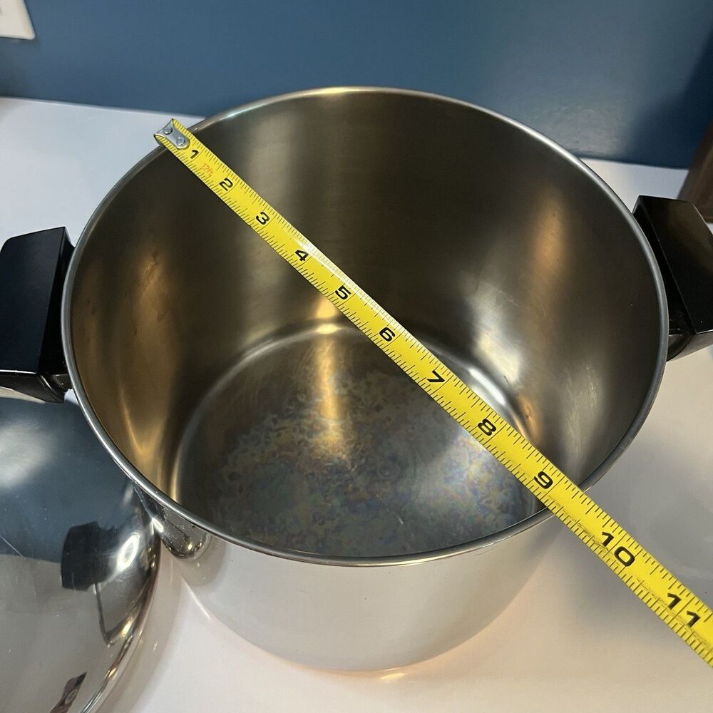 REVERE WARE 8 Qt Stock Pot & Lid Copper Bottom Clinton ILL USA Vtg Clean - Picture 12 of 15